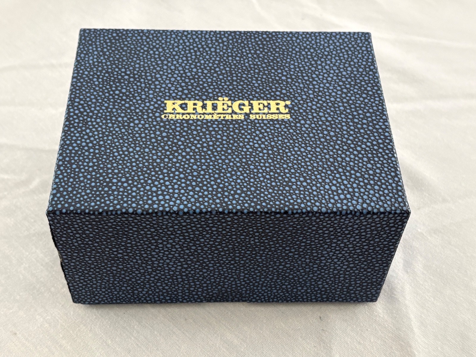Krieger Chronometres Suisses Blue Stingray Skin Watch Box w/ Booklet / Papers