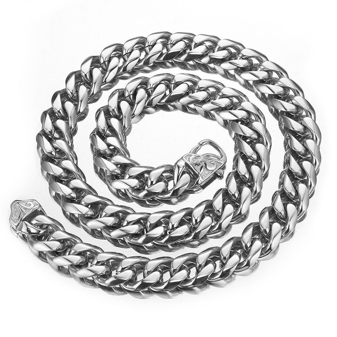 15mm Stainless Steel Gold Plated Curb Cuban Chain Necklace Bracelet Link