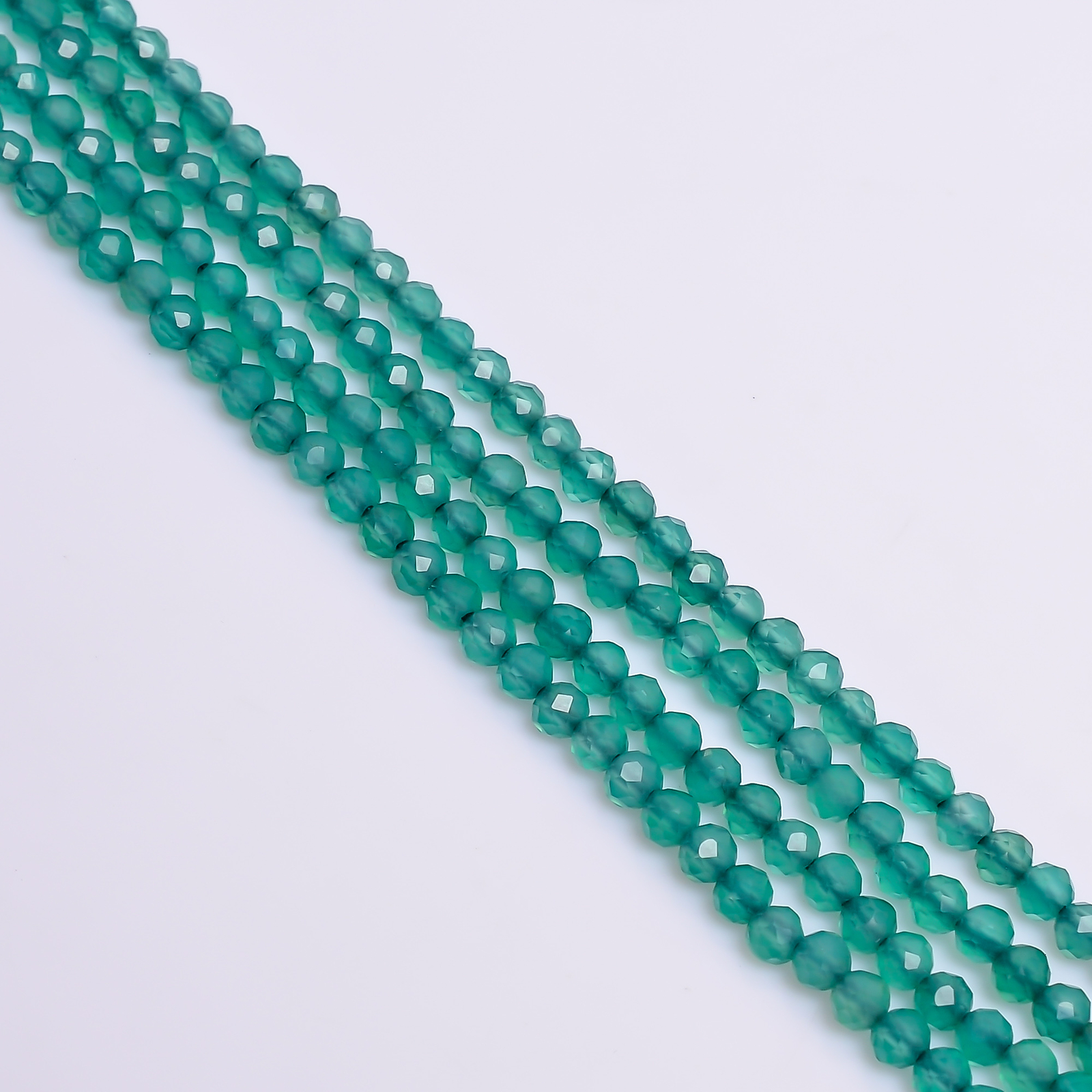 100% Natural Green Onyx Gemstone Round Faceted Beads 3X3 mm Strand 13″ EB-227
