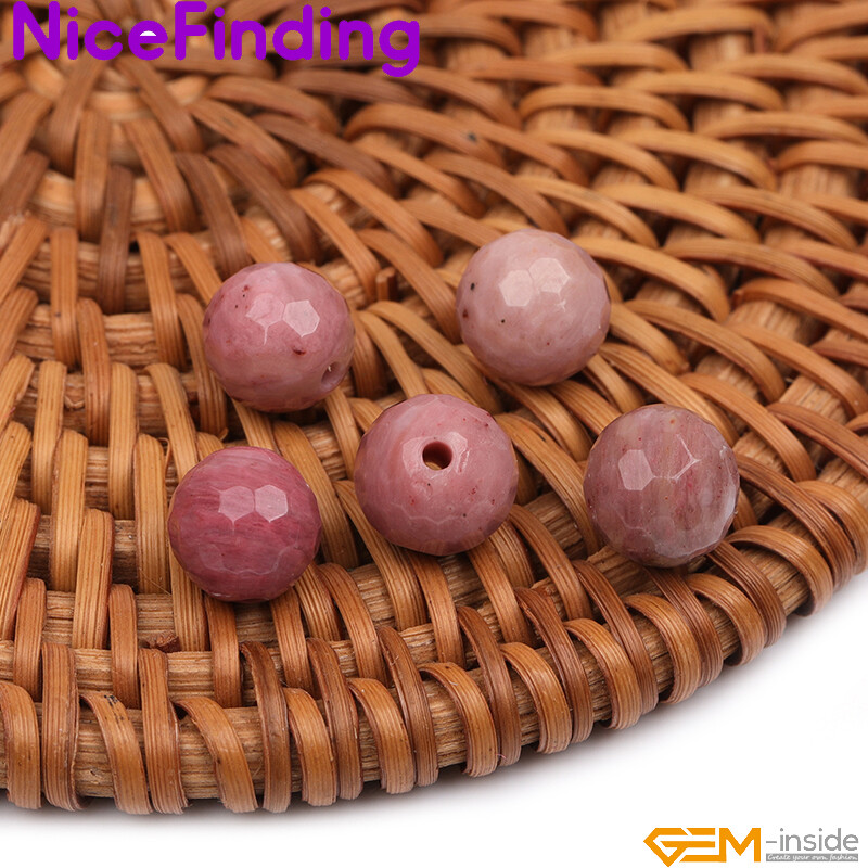 Natural Smooth Faceted Rhodonite Stone Beads For Jewelry Making 6,8,10,12,14mm