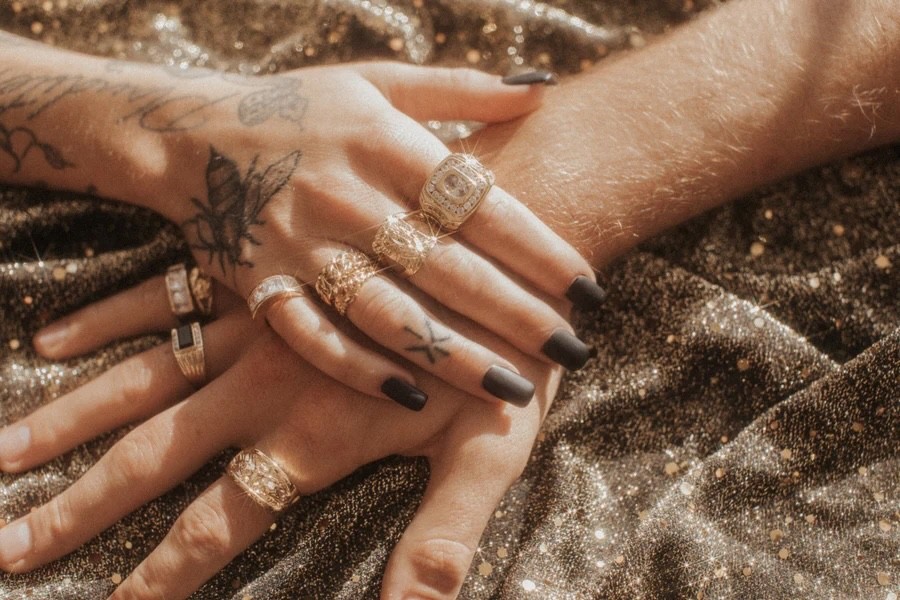 Child of Wild The Gaudy Ring Gold statement cocktail Unisex ring crystal Ring