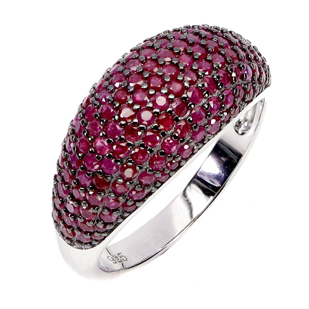 925 Sterling Silver Ring Ruby Myanmar Round Diamond Cut Gemstone Jewelry Size 7