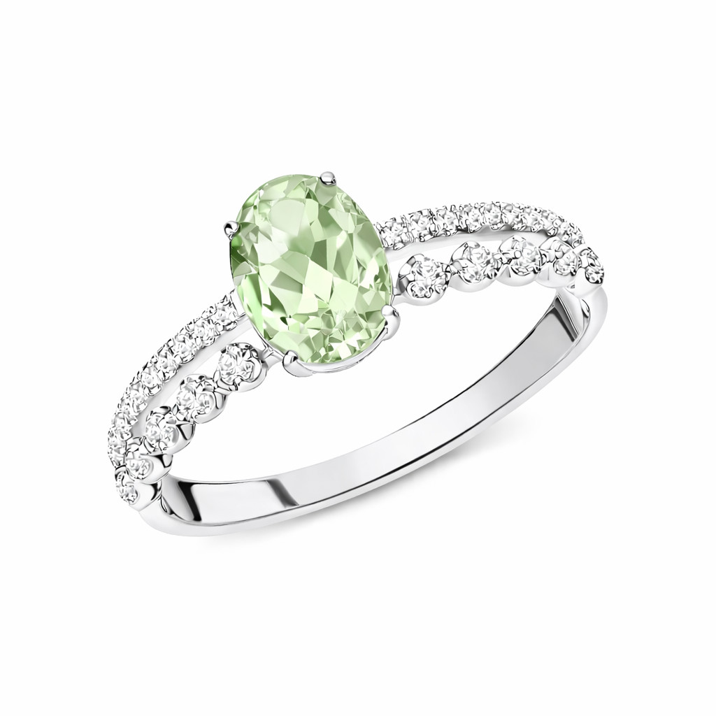 925 Sterling Silver Pink Amethyst or Green Amethyst Moissanite Classic Ring