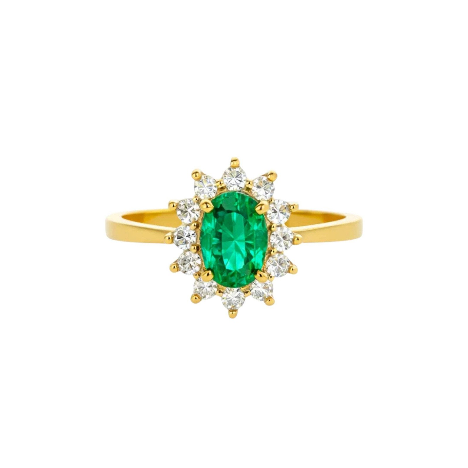 14K Solid Gold Oval CZ Engagement Ring -Color Options 10mm SIZE 7 | PRIME KARAT
