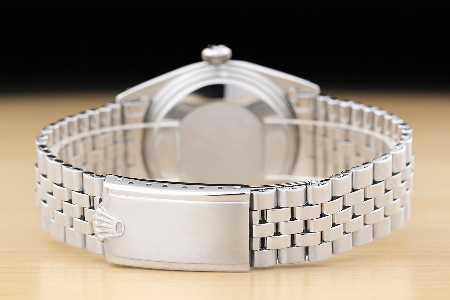 ROLEX DATEJUST 1601 GRAY DIAL 18K WHITE GOLD STEEL FOLDED BRACELET WATCH