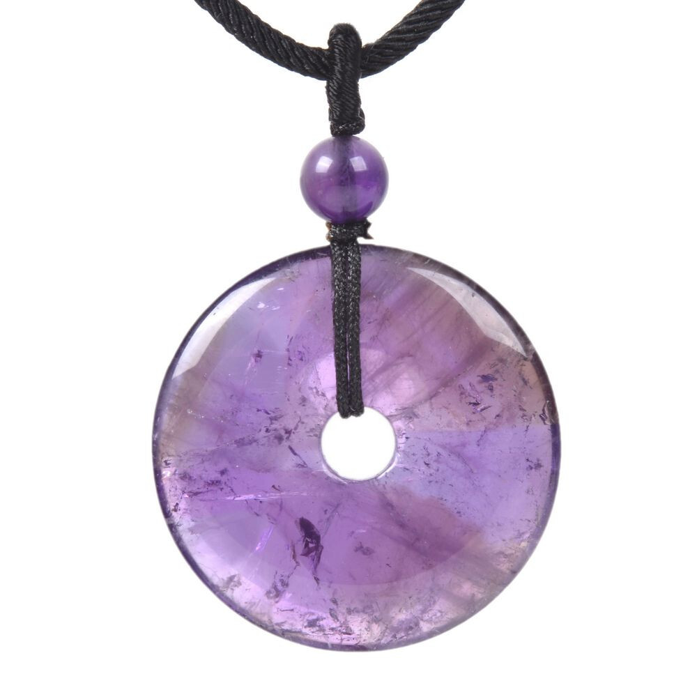 Gemstone 30mm Donut Beads Reiki Chakra Pendant Necklace Handmade Jewelry 22 Inch