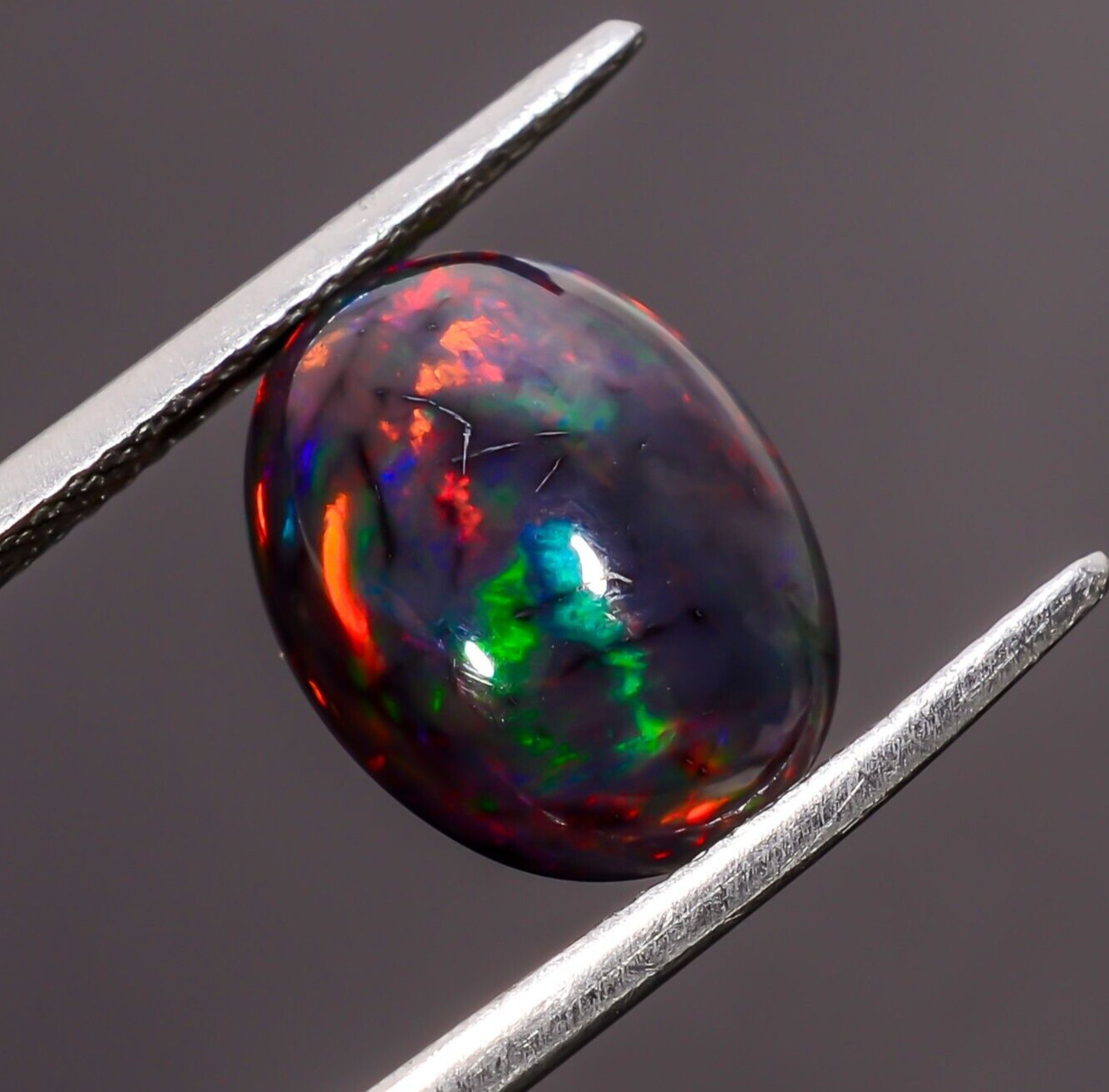 2.50 Cts Natural Black Ethiopian Opal Oval Cabochon Loose Gemstone 12X9X5 mm