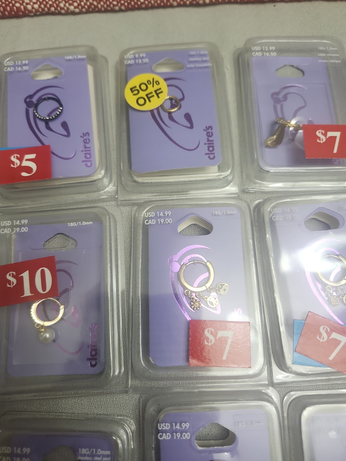 Claire’s Ear Jewelry Bulk Lot 18 Pieces
