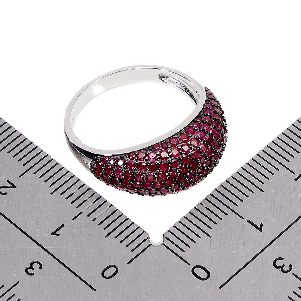 925 Sterling Silver Ring Ruby Myanmar Round Diamond Cut Gemstone Jewelry Size 7