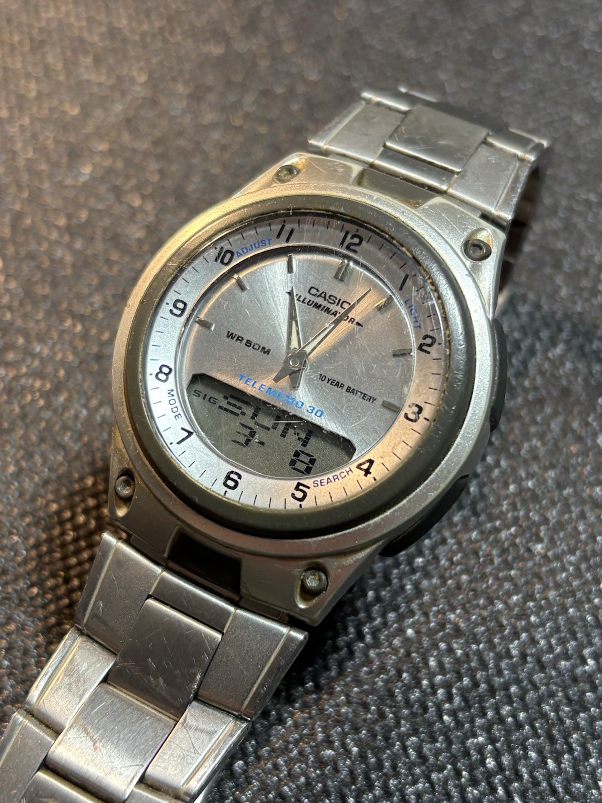 Casio Illuminator 2747 AW-80 World Time Telememo 30 Ana-Digi Watch Runs,#2