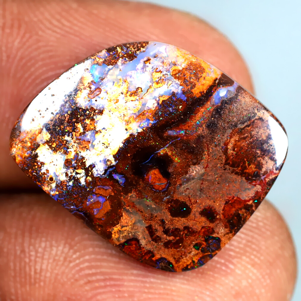 12.01 ct Fancy Shape (21 x 16 mm) Multi Color Australian Koroit Boulder Opal