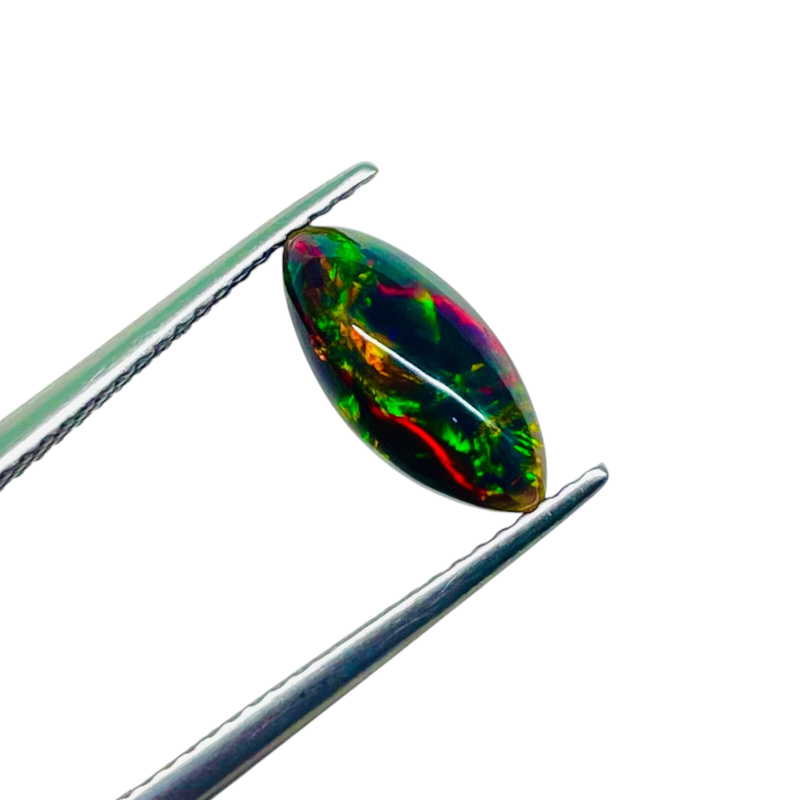 0.98 Ct Natural Ethiopian Black Opal 12×5.5mm Marquise Flashy Cabochon Gemstone