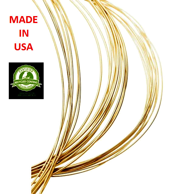 Best 14K Solid Gold Yellow Round Wire Half Hard 10-30 Gauge 1″ to 36″ Wholesale