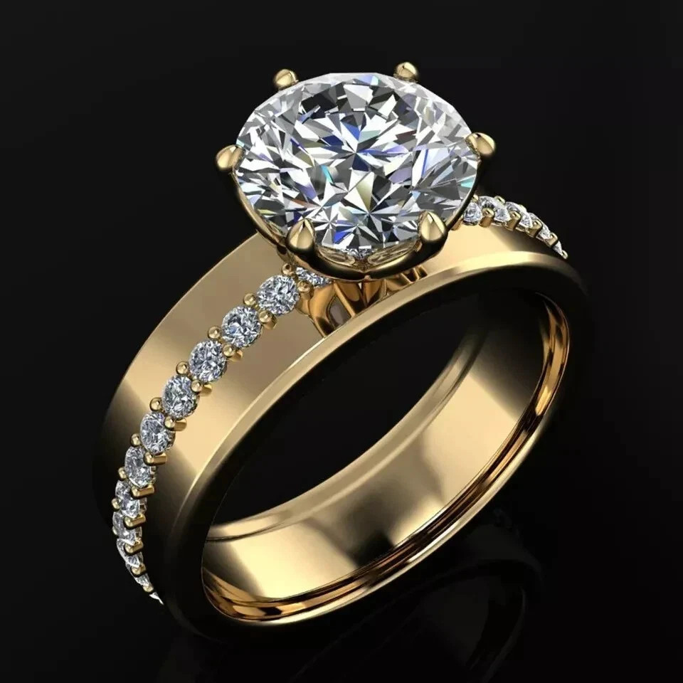 5 Ct Certified Round Cut Natural Diamond Ring Solitaire VVS1 Yellow Gold Finish