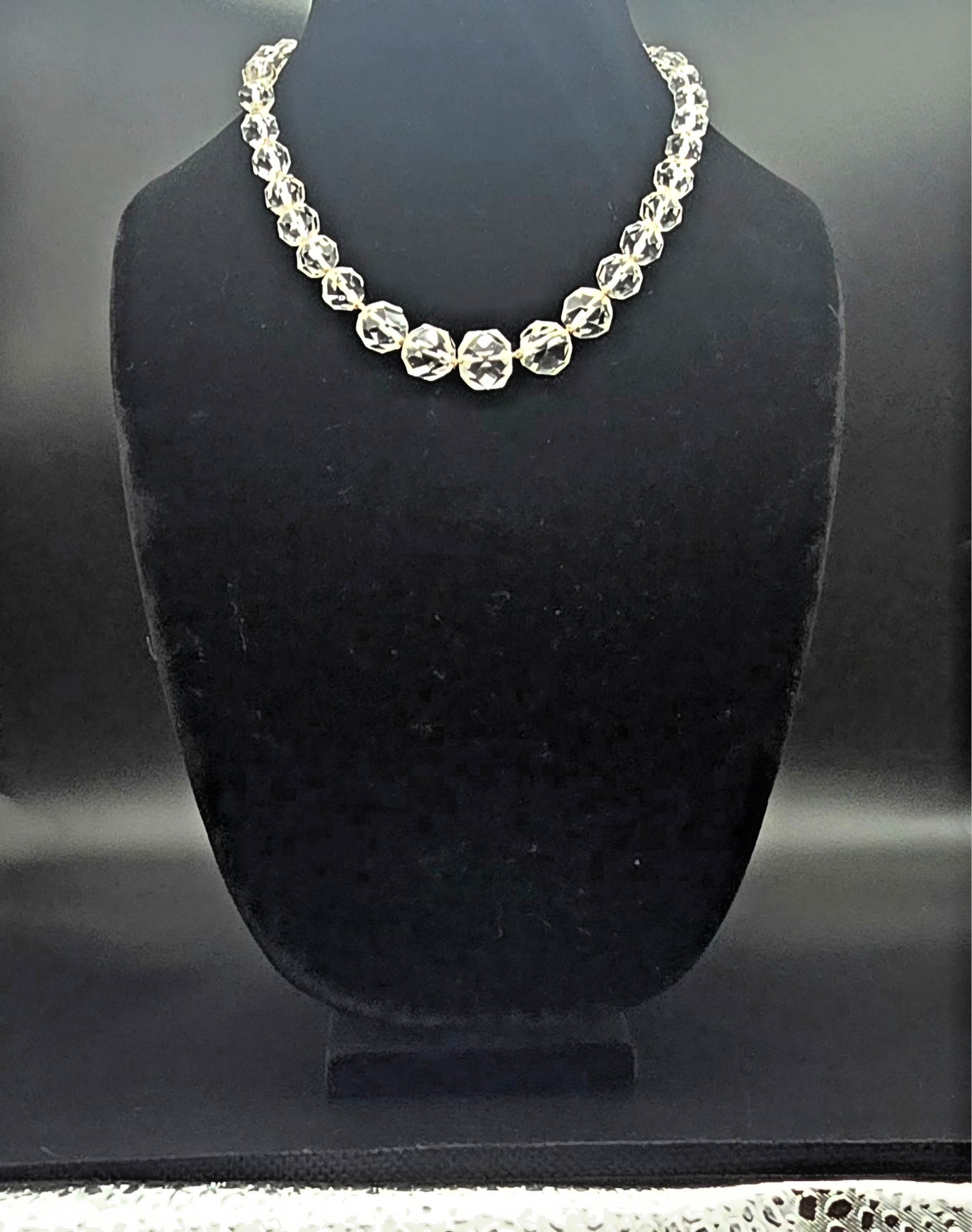 Circa 1900’s Antique Graduated Strand of Faceted Clear Quartz Crystal Necklace