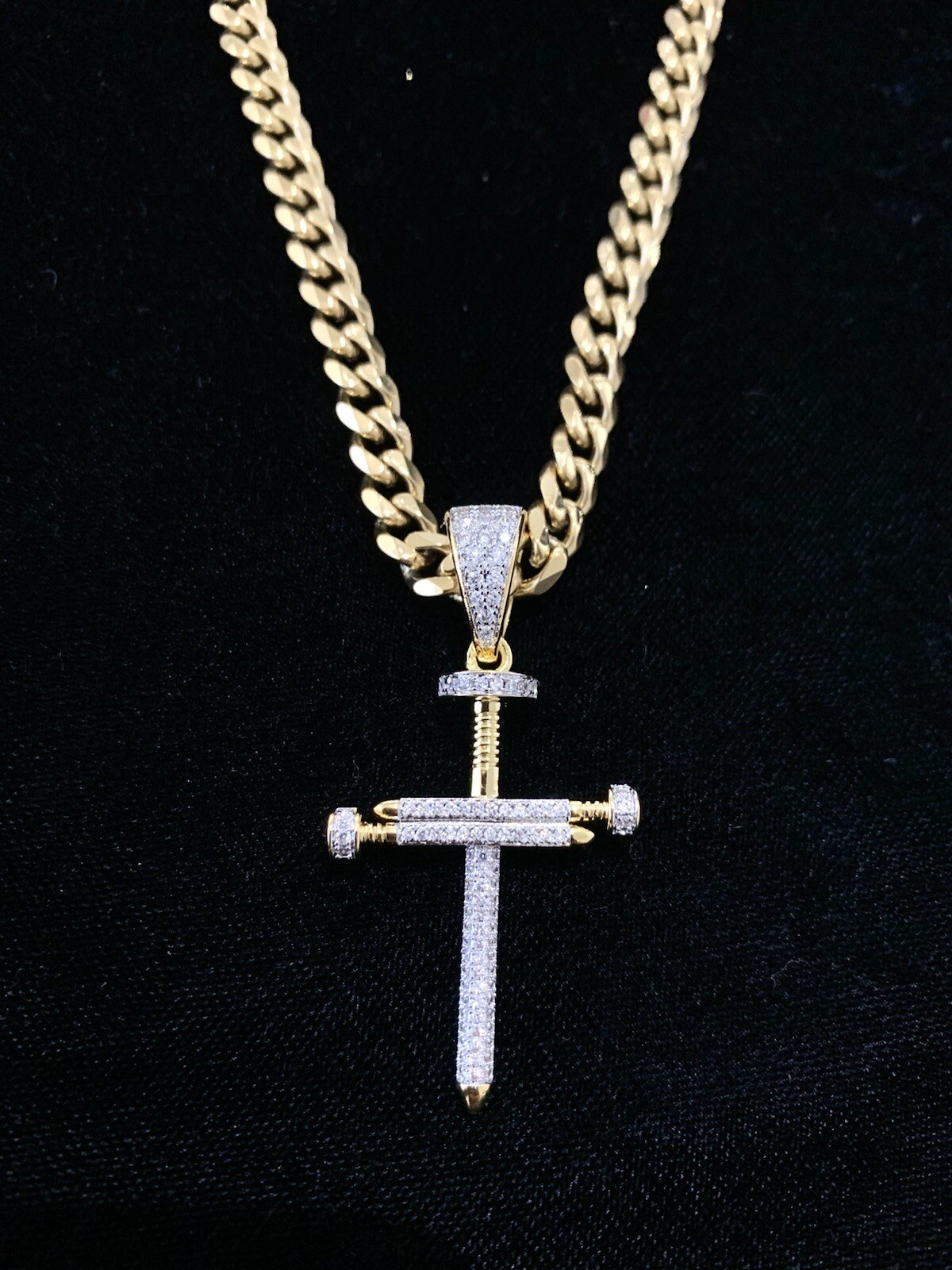 Real 18K Gold Lab Diamonds CROSS Pendant Chain Necklace *LIFETIME WARRANTY*
