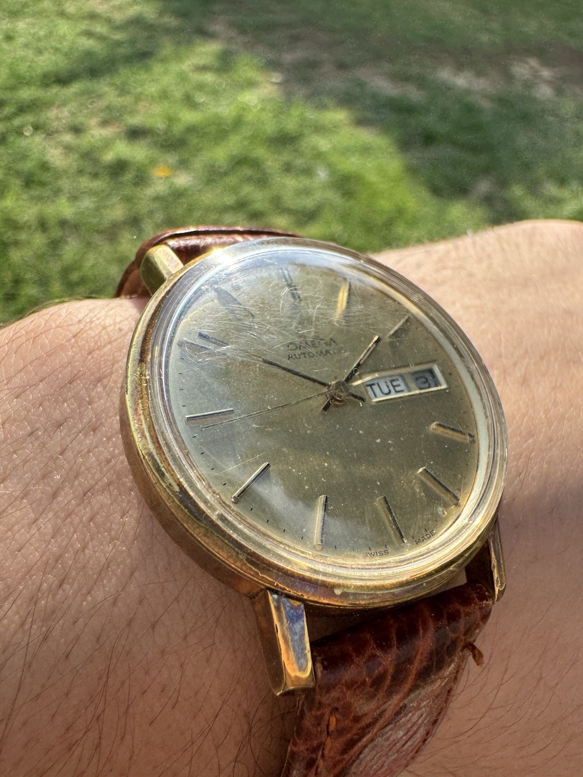 Vintage OMEGA Seamaster Day Date Gold Plated Auto Men’s Watch Authentic