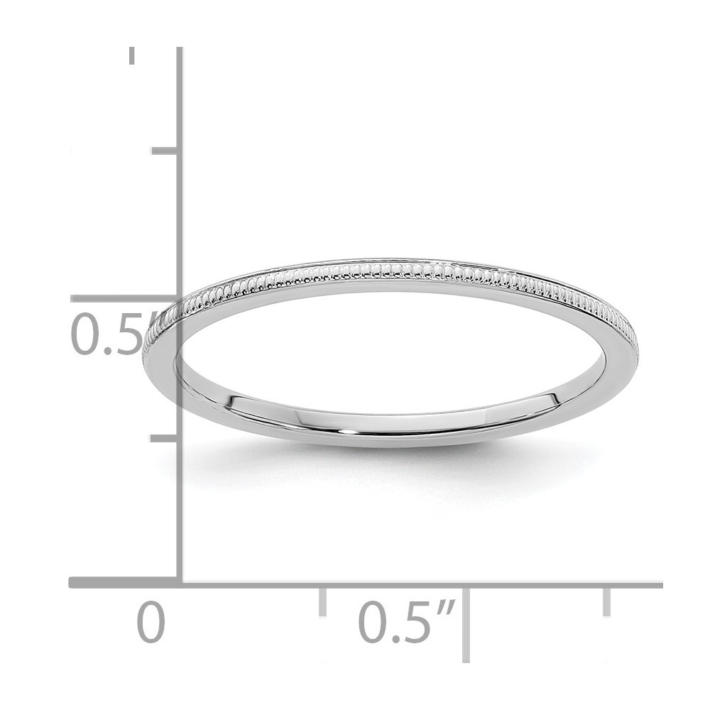 10K White Gold 1.2mm Milgrain Stackable Band Ring Size 7