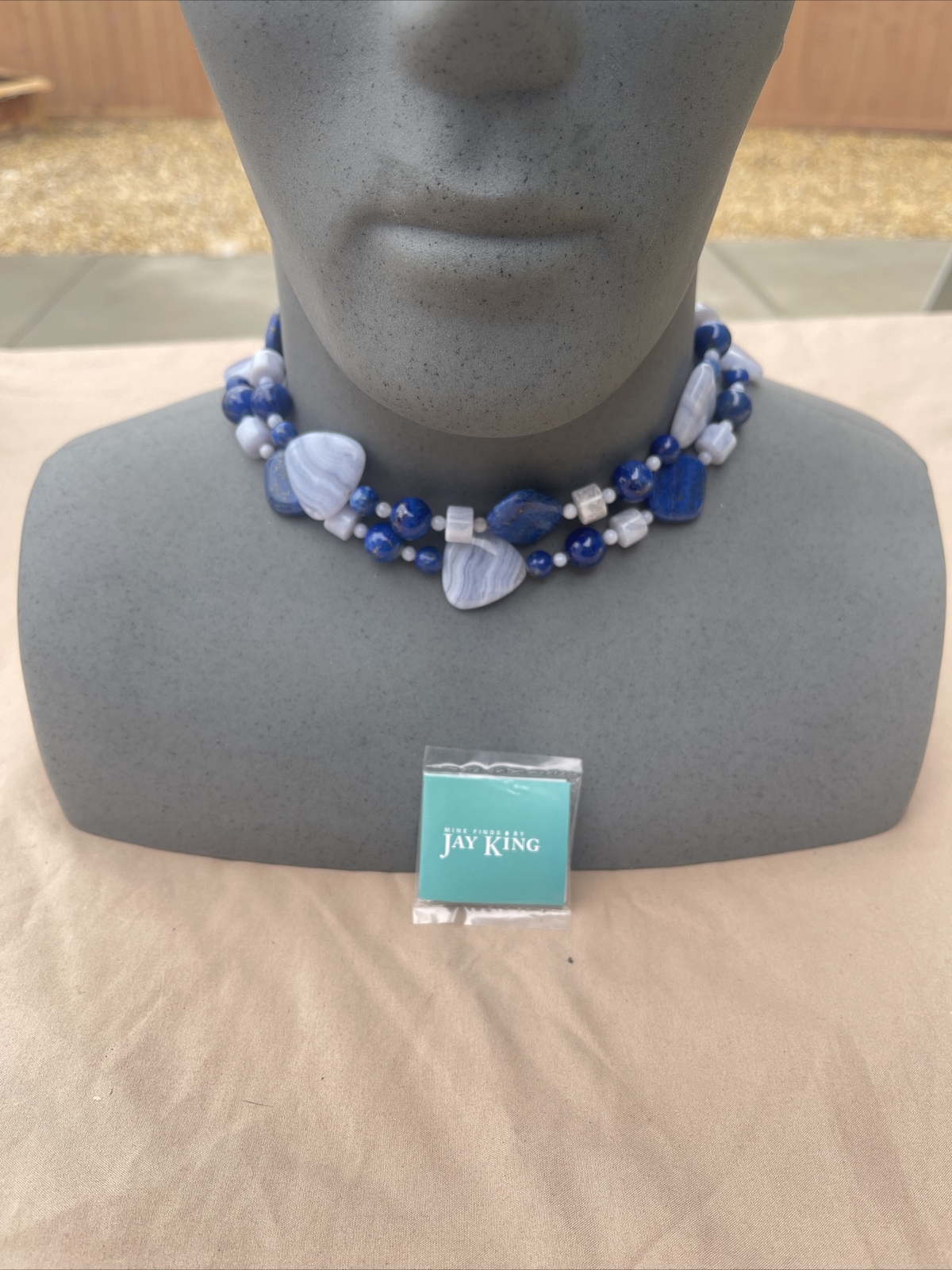 Mine Finds by Jay King DTR Sterling 925 blue lace agate lapis Nexklace 156 Grams
