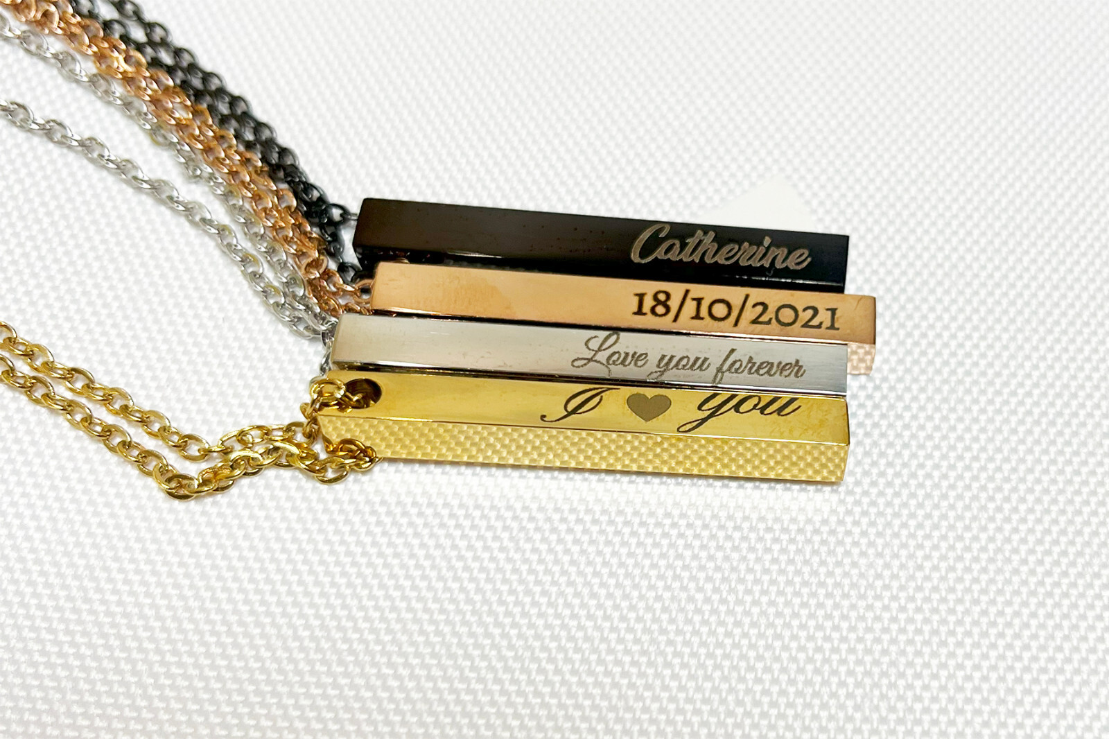 Personalised Necklace Custom Engraved Bar Name Date Pendant Christmas Gift Her