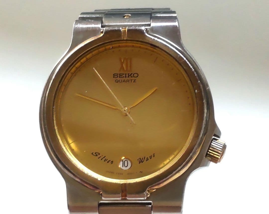 Seiko Silver Wave Quartz Wristwatch Mens 35mm 7432-6010 Wrist 16cm/6.3in