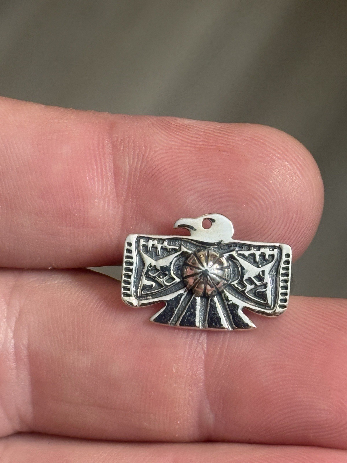 STERLING SILVER STAMPED THUNDERBIRD CONCHO SHOT BAND RING Sz 6,9,or 10 .925