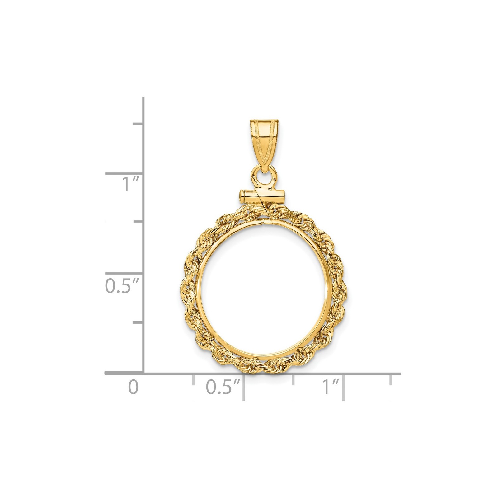 $2.50 Classic Head Quarter Eagle Coin Bezel 18mm Rope Screw Top 14k Yellow Gold