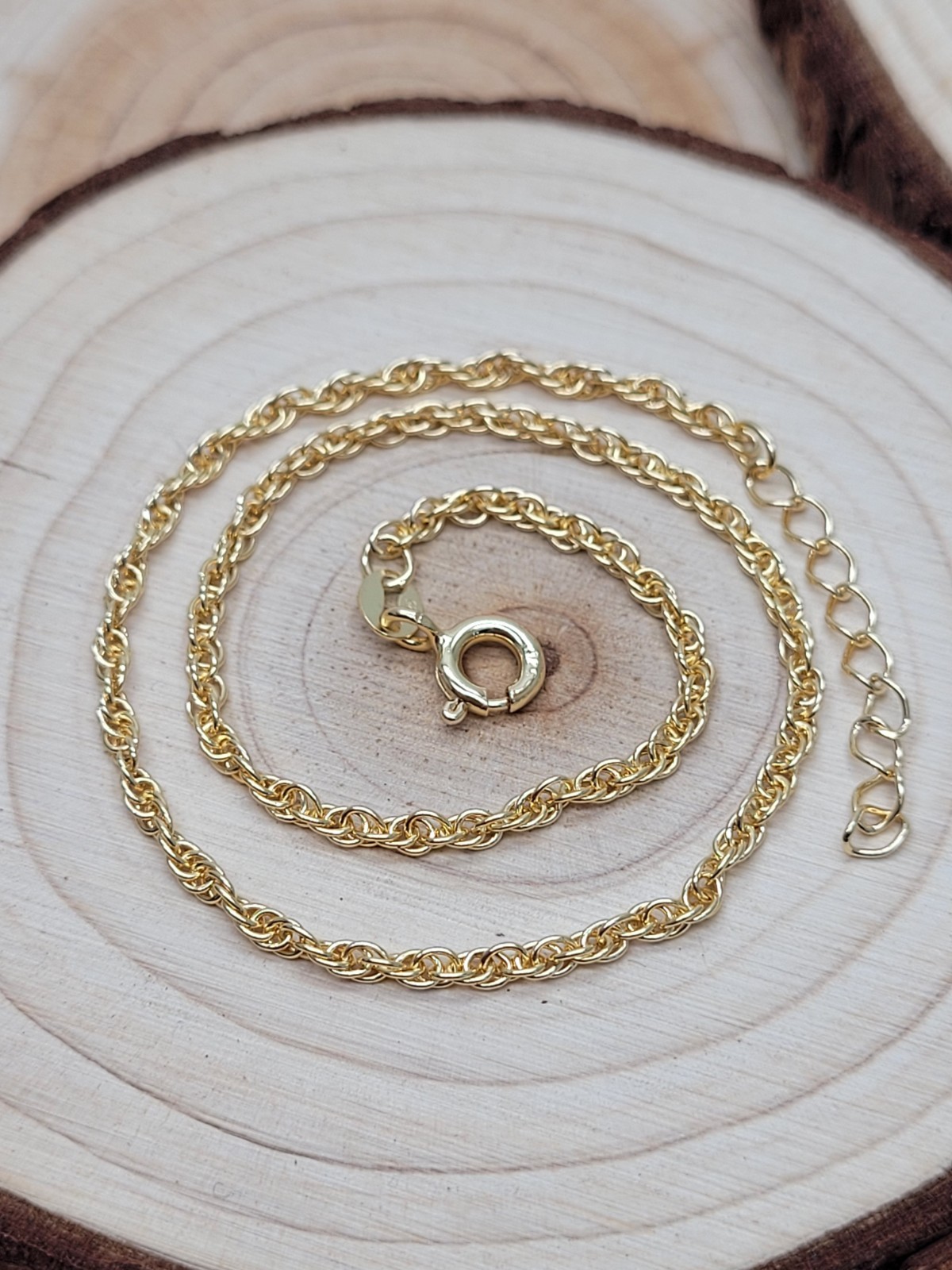 9ct on Sterling silver Anklet – Rope Style 8.5″ – 12’5″