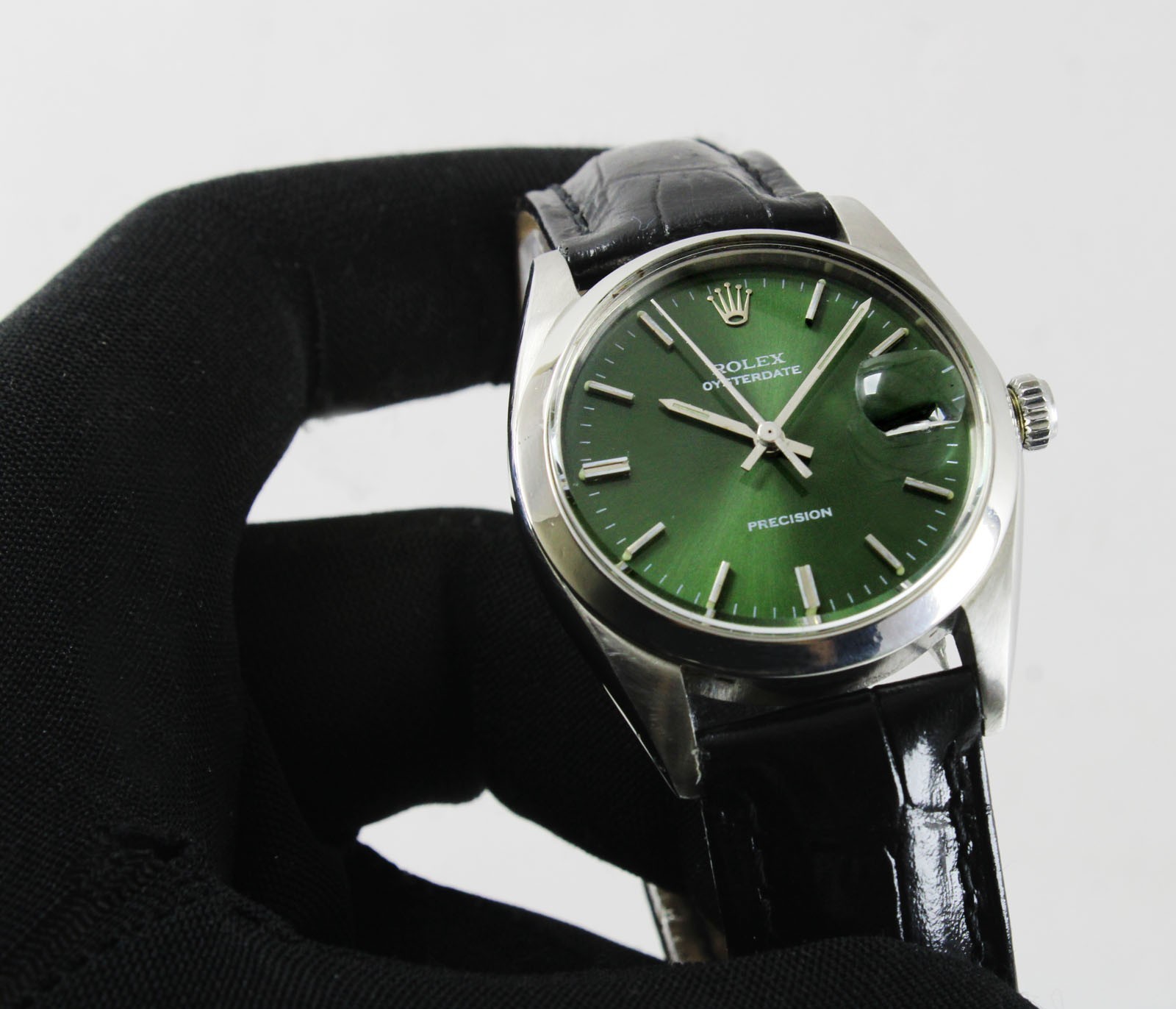 Vintage Rolex Oysterdate Precision Green Dial 34mm Men Steel Men Watch Ref 6694