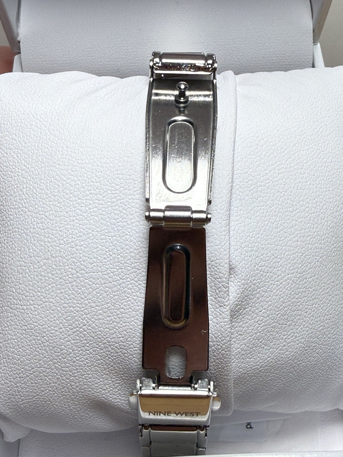 Nine West Womens Quartz Watch Pink Silver Glitter Dial