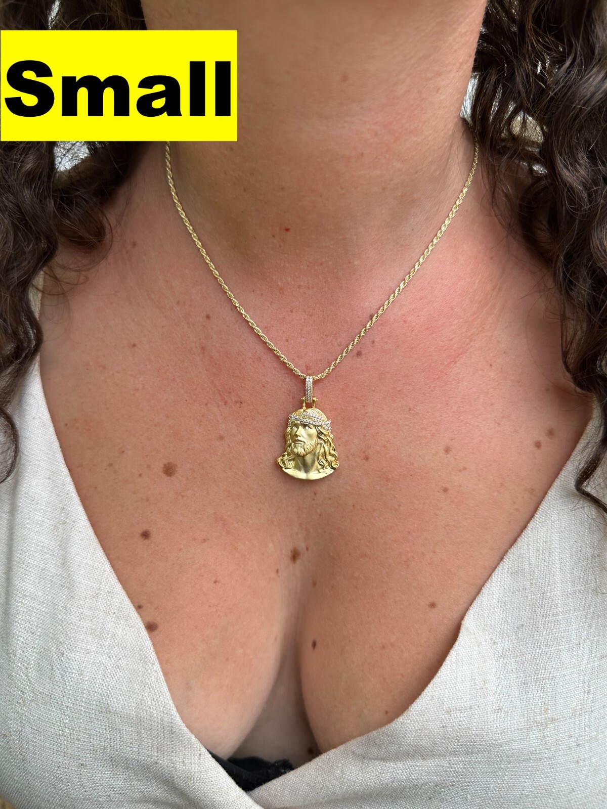 Solid 925 Silver 14k Gold Vermeil MOISSANITE Jesus Piece Iced Pendant Necklace