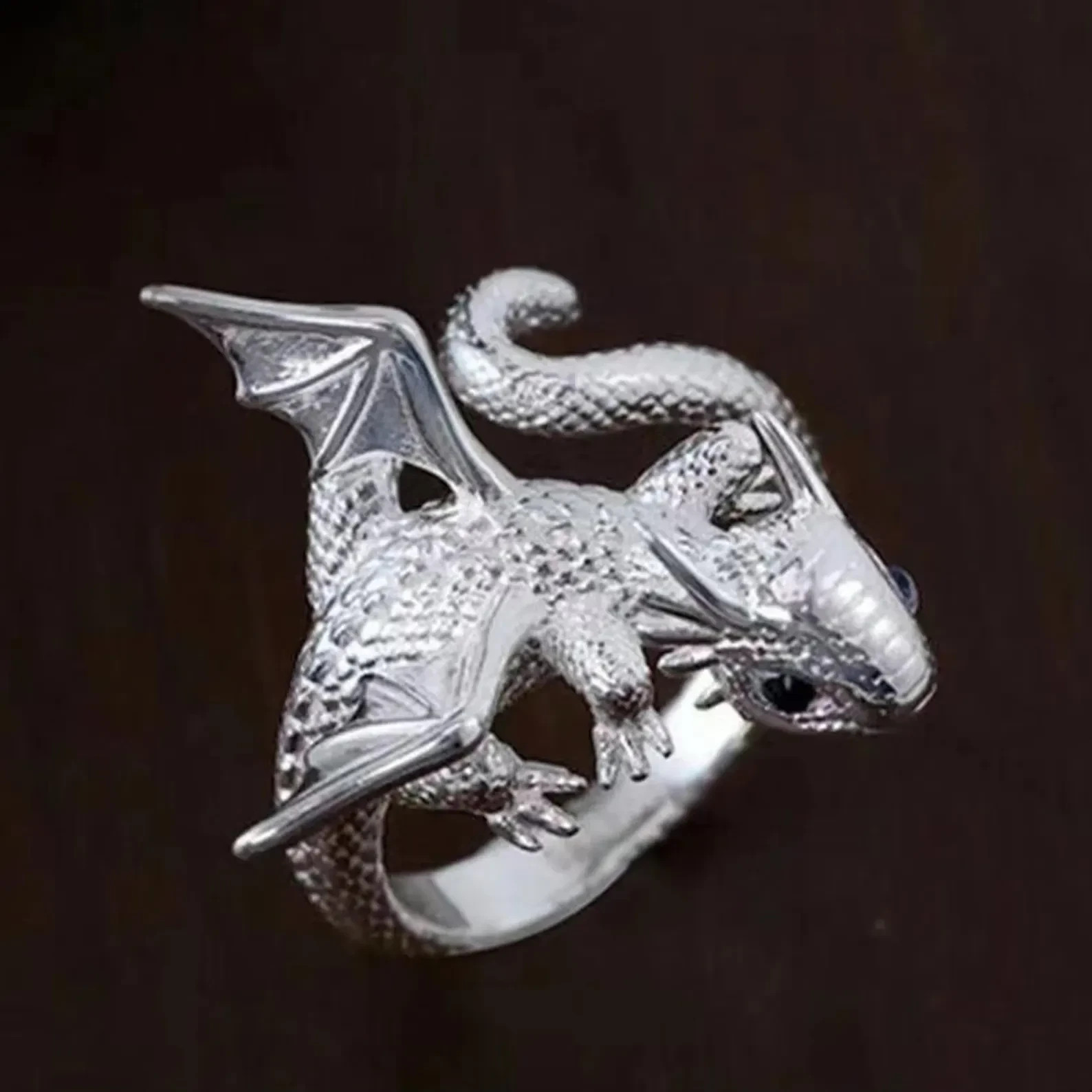 Silver Baby Dragon Ring Fantasy Fashion Jewelry