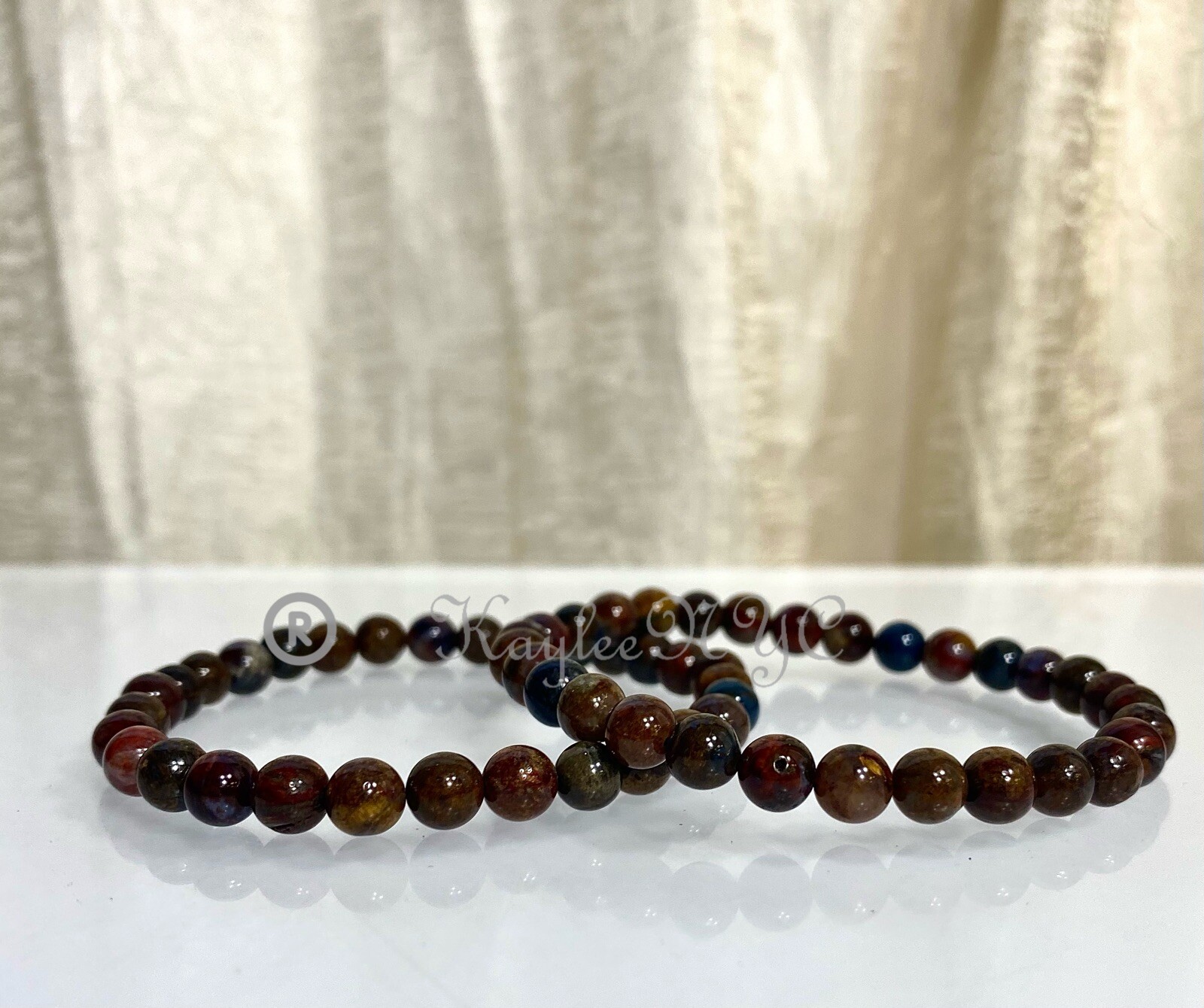 Wholesale 6 Pcs Natural Pietersite Eye 6mm 7.5” Stretch Bracelet Crystal