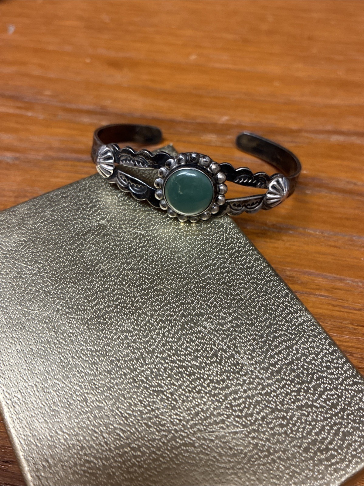 Vintage Silver Fred Harvey Turquoise Cuff Bracelet. Sterling Silver Turquoise