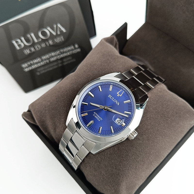 Bulova Men’s Surveyor Blue Dial Steel Automatic Watch 96B436 39MM