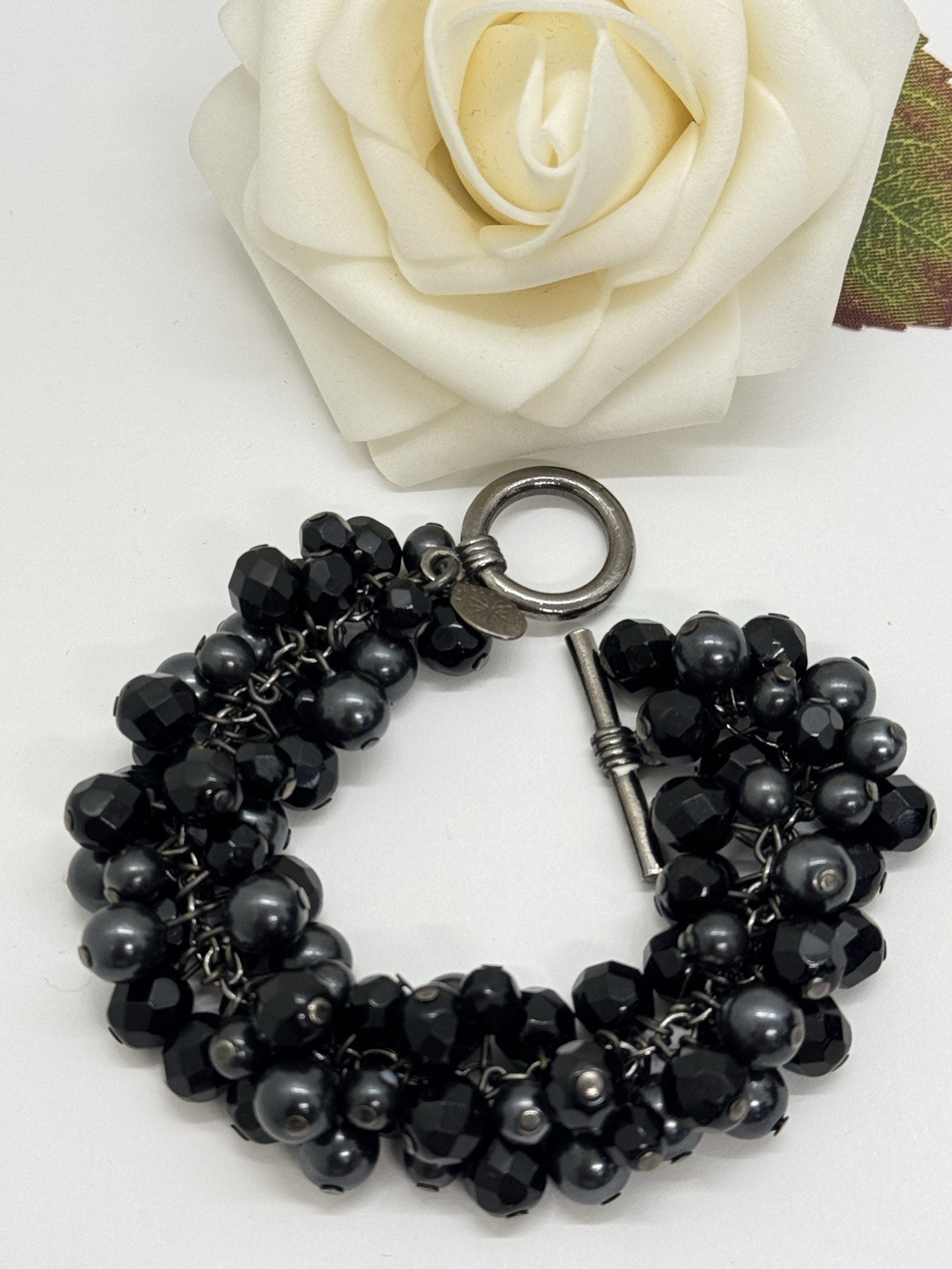 NYC Black and Charcoal Gray Cha Cha Bead Bracelet Lydell