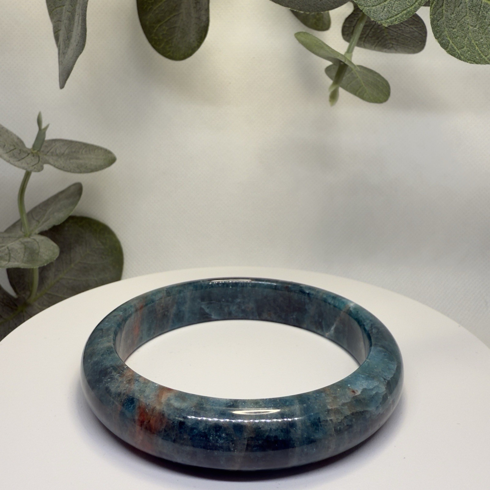 Blue Apatite Hard Bangle Size: 57.4MM Width: 12.3MM