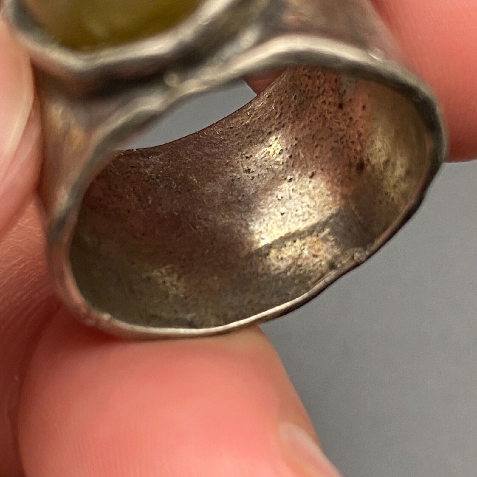 Vintage Israel Labradorite Sterling Silver Band Ring Size 7.5