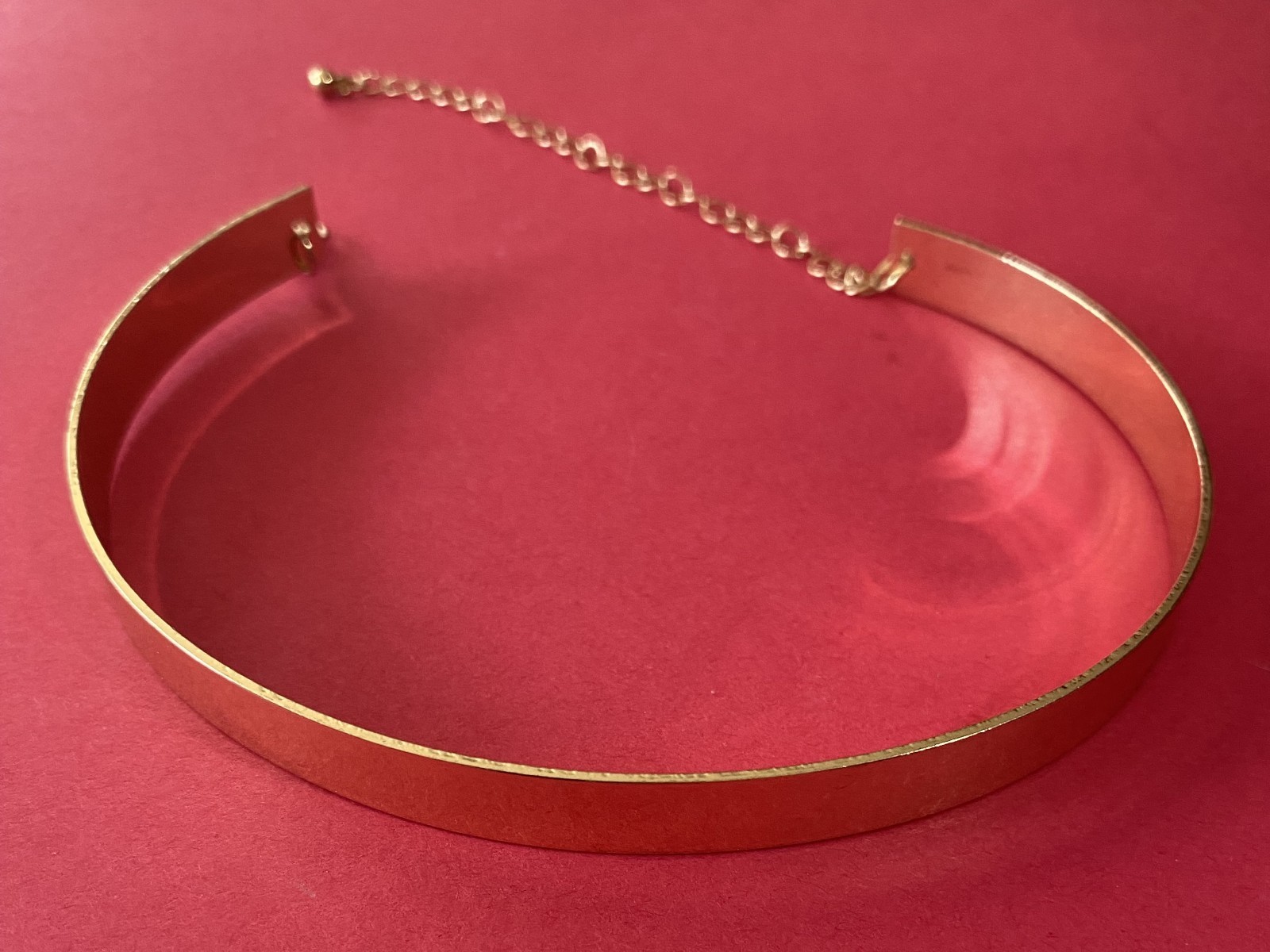 Gold Tone Choker Necklace Gothic Emo Hip Hop Punk Fetish With Extender