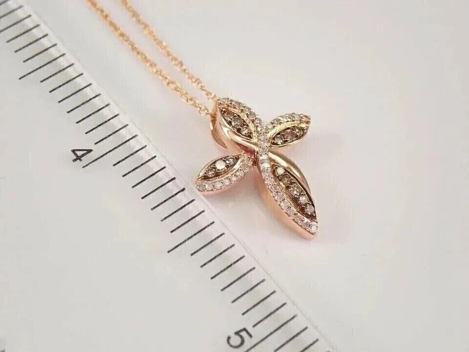 2Ct Round Cut Simulated Brown Diamond Women’s Cross Pendant 14K Rose Gold Plated