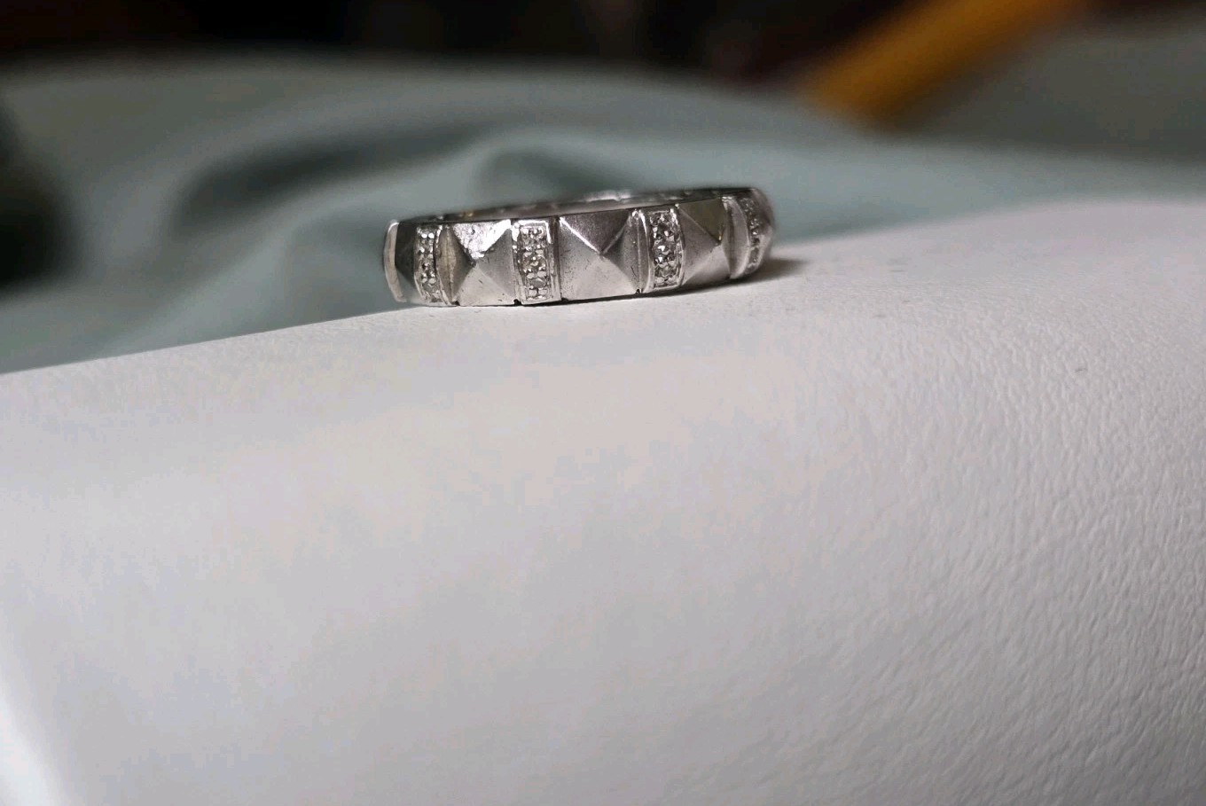 Ross Simons Sterling silver Thick Diamond Band Ring EA