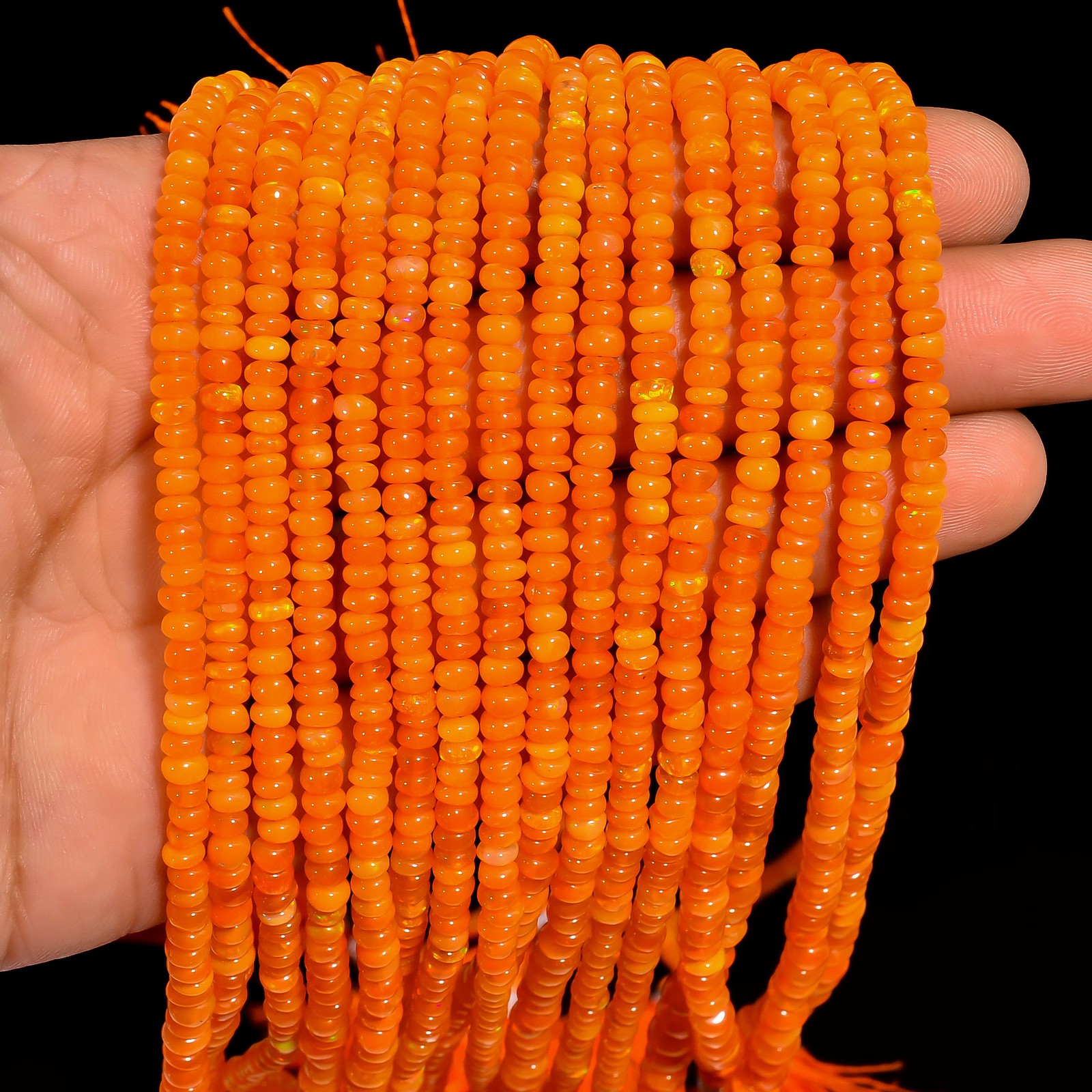 Orange Ethiopian Opal Gemstone Roundel Smooth Beads 4X4X2 mm Strand 8″ UGB-698
