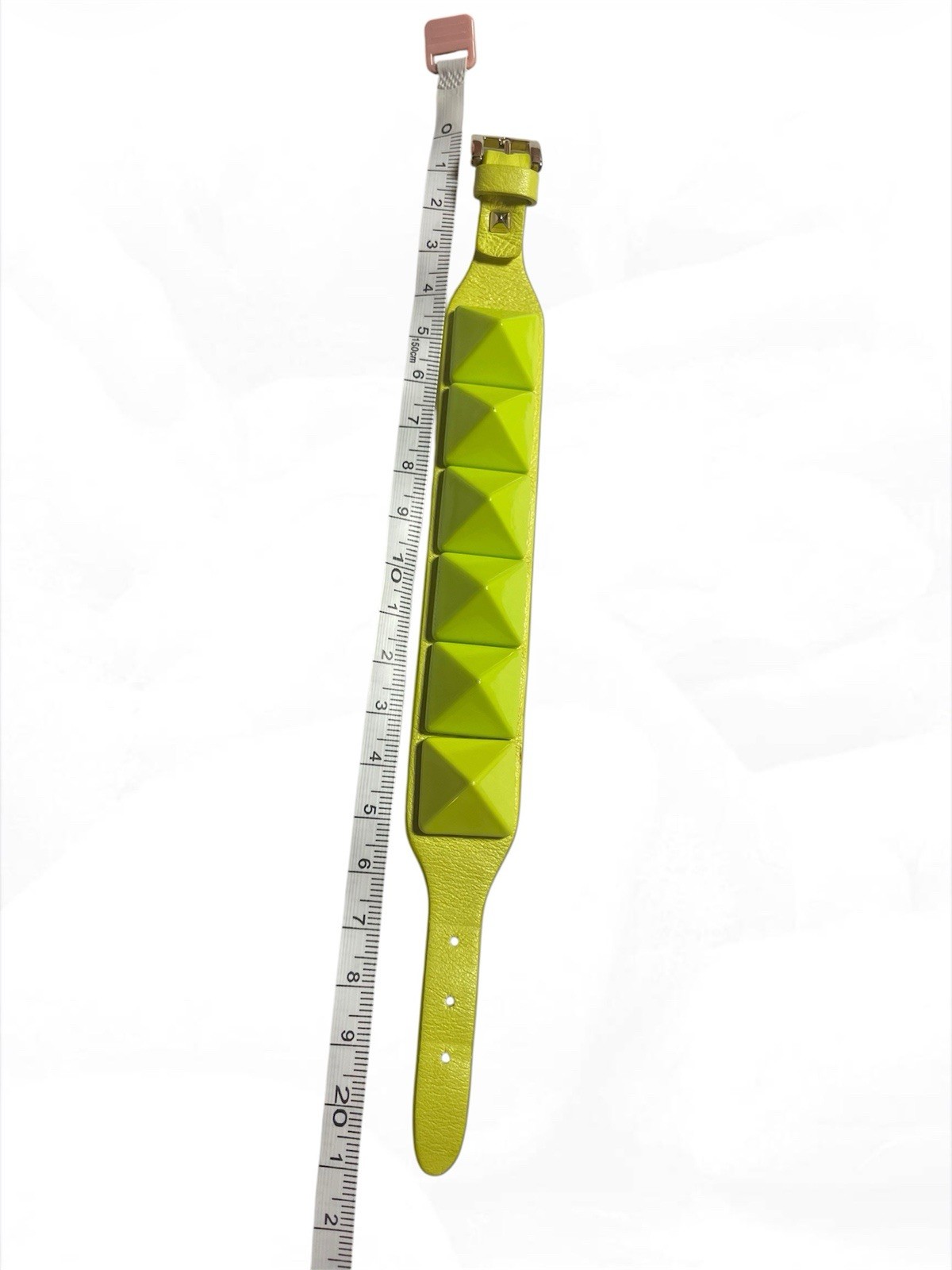 VALENTINO GARAVANI Rockstud Bracelet in Fluorescent Green Leather
