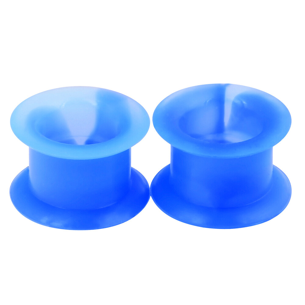 Pair Gradient Blue Thick Silicone Ear Gauge Flexible Flesh Tunnel Expander Plugs