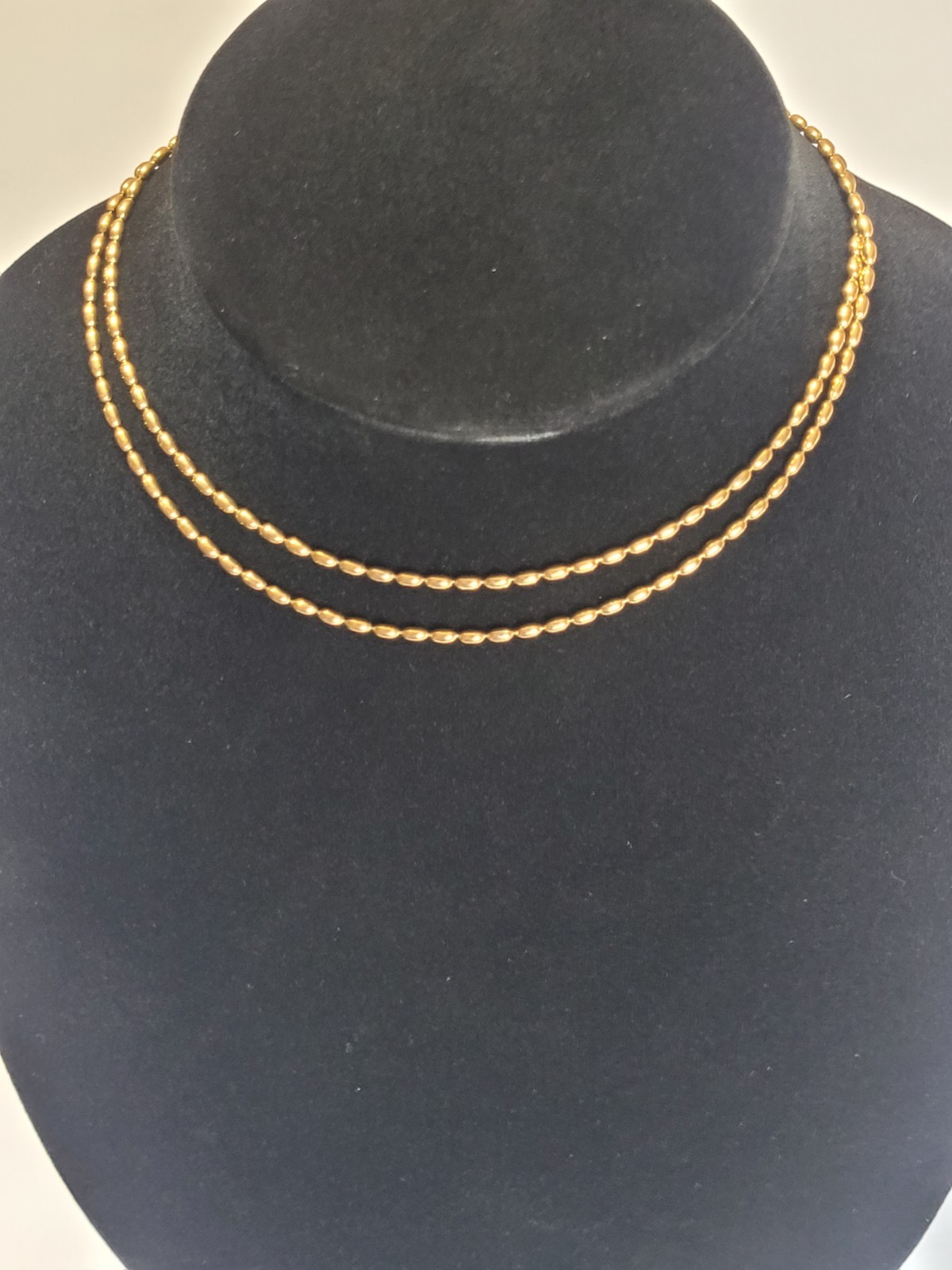 Modern Style Gold-tone Necklace Rolo Bead Chainlink 28″ Costume Fashion Jewelry