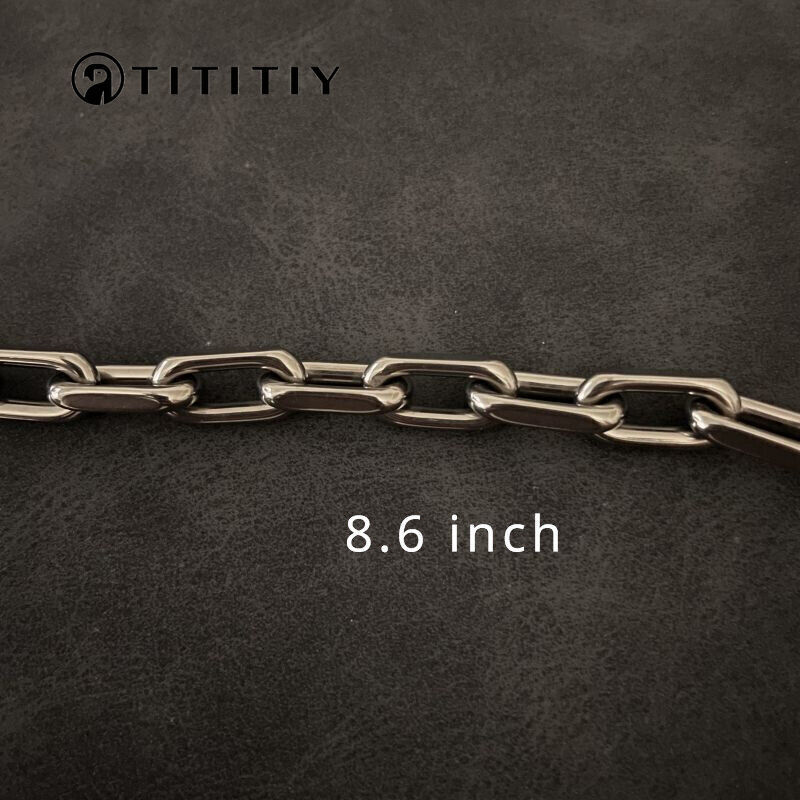 New 8mm Pure Titanium Chain Bracelet Men Women Flat O-Chain Anti Allergy 8.6inch