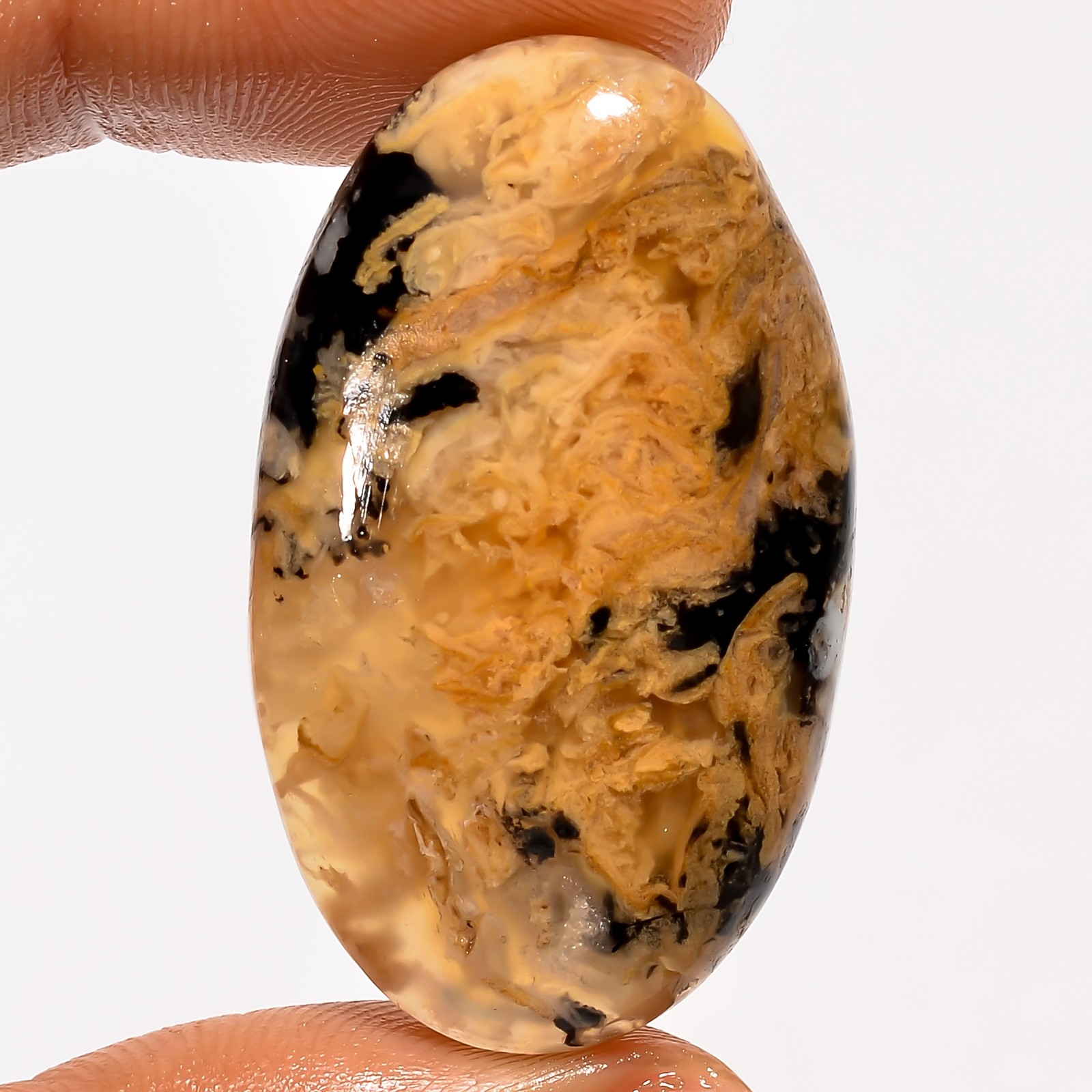 100% Natural Tiger Dendrite Agate Oval Cabochon Gemstone 42 Ct 36X22X6mm GC43549