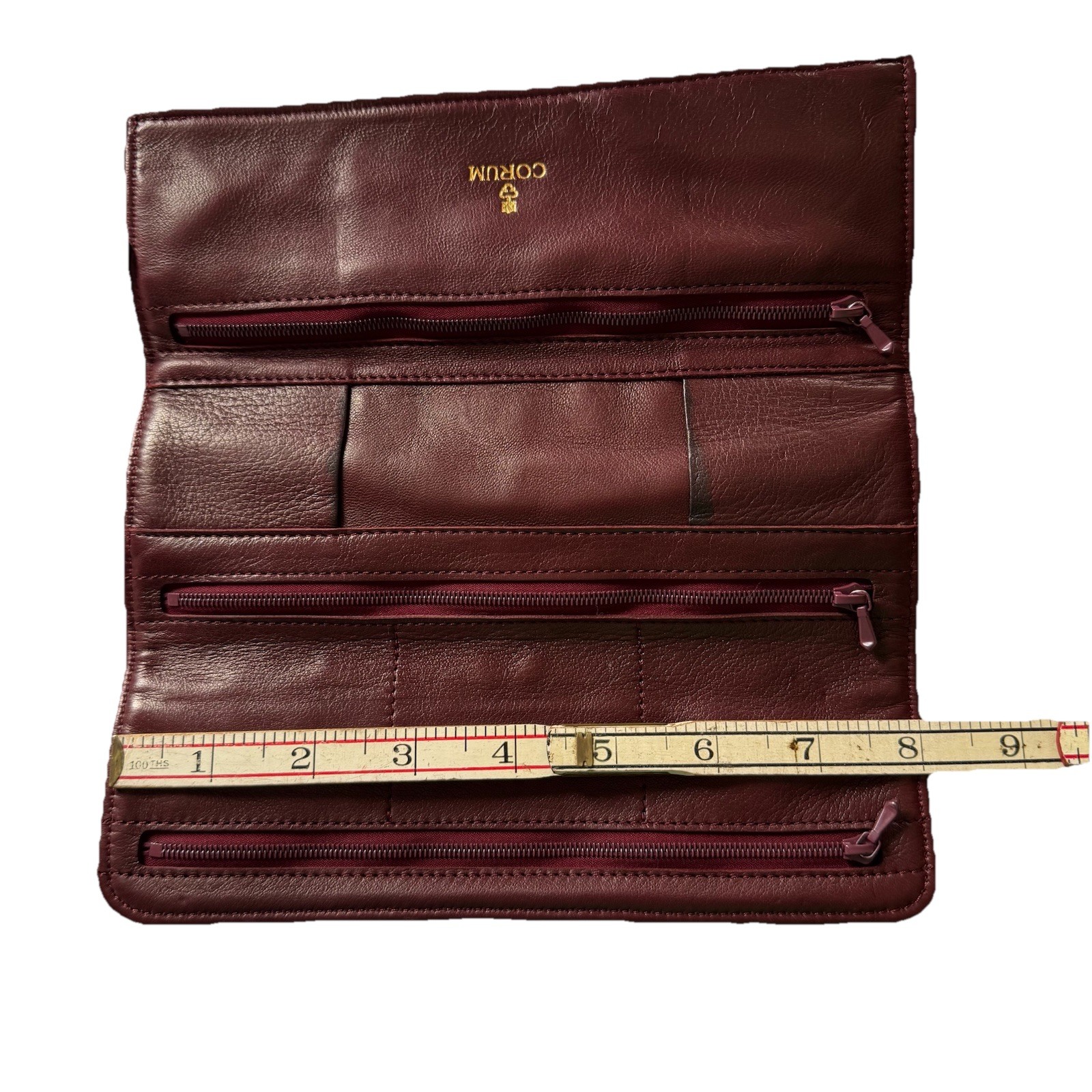 Vintage Corum Swiss Watch Brand Leather Travel Case Black and Burgundy Roll Zip