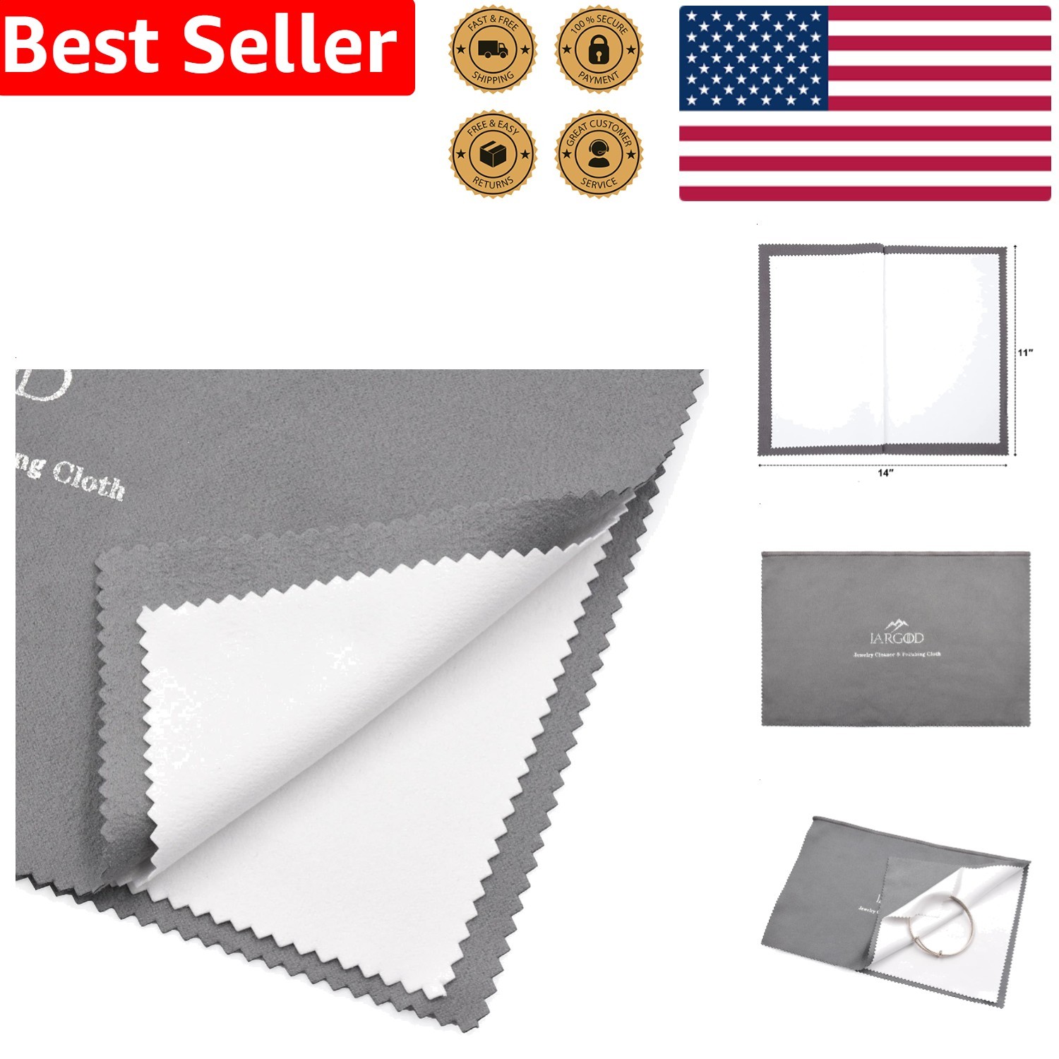 Jewelry Cleaning Cloth Pro X-Large 11×14 Polishing Silver Gold Platinum Tarni…