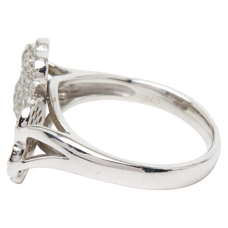 AUTHENTIC Clover motifRing ring K18WG white gold #13(JP Size) Women